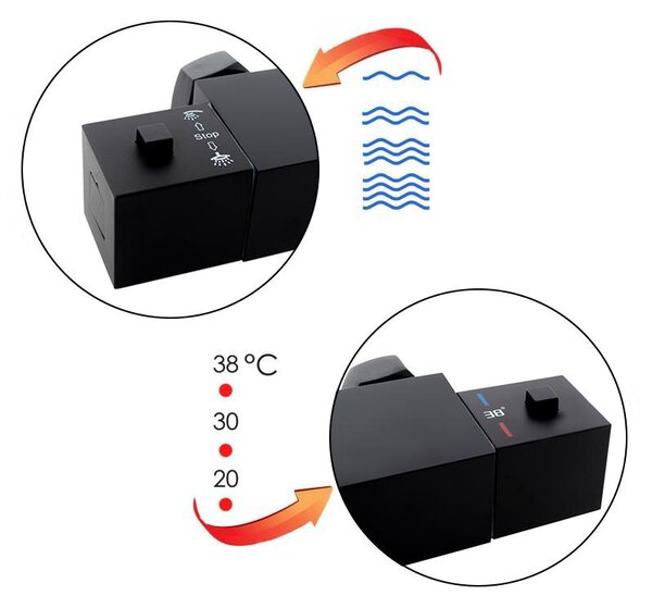 Erga Therm, nástenná sprchová termostatická batéria 150mm, čierna matná, ERG-YKA-BW.GB-THERM-BLK
