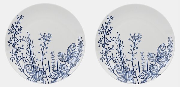 Sinsay - Keramické taniere s botanickým motívom 2 pack - biela