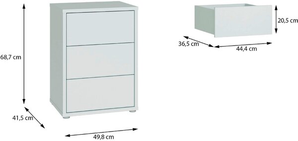 NOČNÝ STOLÍK, svetlosivá, 50/69/42 cm Carryhome - Online Only spálne, Online Only
