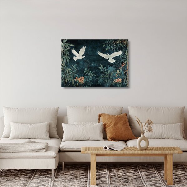 Sklenený obraz - Dve holubice (70x50 cm)