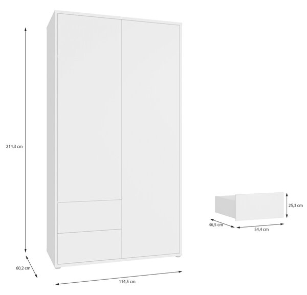 SKRIŇA S OTOČNÝMI DVERAMI, biela, 115/214/60 cm Carryhome - Skrine, Online Only