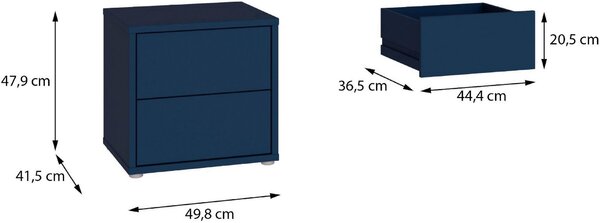 NOČNÝ STOLÍK, tmavomodrá, 50/48/42 cm Carryhome - Online Only spálne, Online Only