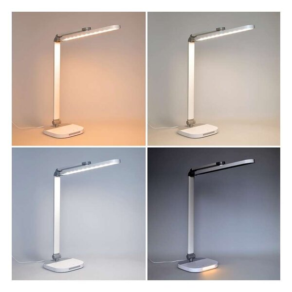 LED stolná lampička WO65 s nočným svetielkom, biela