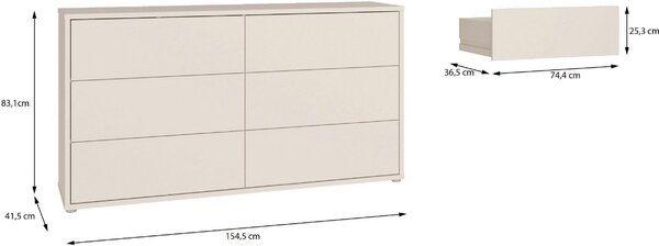 KOMODA, piesková, 155/83/42 cm Carryhome - Online Only spálne, Online Only