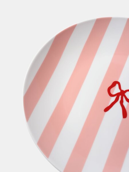 Sinsay - Keramický tanier s motívom mašličiek - pastelová ružová