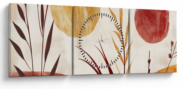Obraz - Rastliny a kruhy (s hodinami) (90x30 cm)
