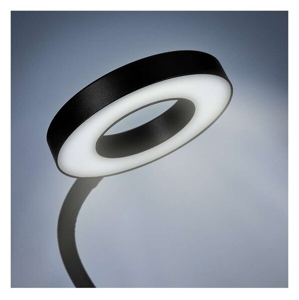 LED stolná lampička WO66 s klipom, čierna