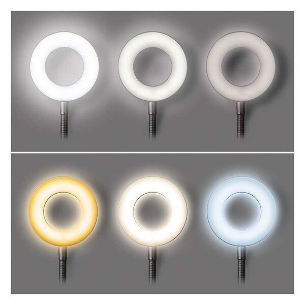LED stolná lampička WO66 s klipom, čierna