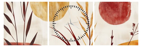 Obraz - Rastliny a kruhy (s hodinami) (90x30 cm)