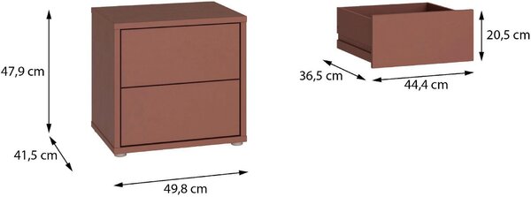 NOČNÝ STOLÍK, terakotová, 50/48/42 cm Carryhome - Online Only spálne, Online Only