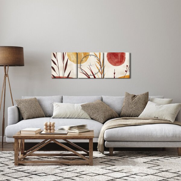 Obraz - Rastliny a kruhy (s hodinami) (90x30 cm)