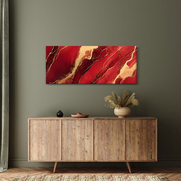 Obraz - Červeno-zlatý mramor (120x50 cm)