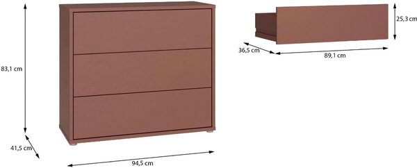 KOMODA, terakotová, 95/83/42 cm Carryhome - Online Only spálne, Online Only