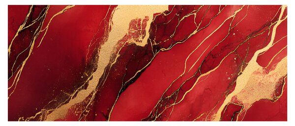 Obraz - Červeno-zlatý mramor (120x50 cm)