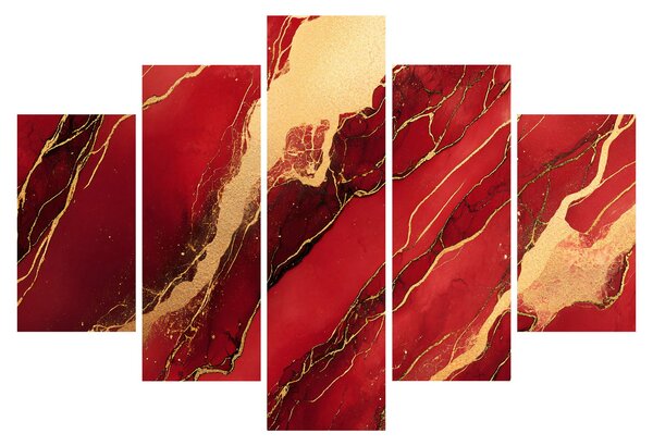 Obraz - Červeno-zlatý mramor (150x105 cm)