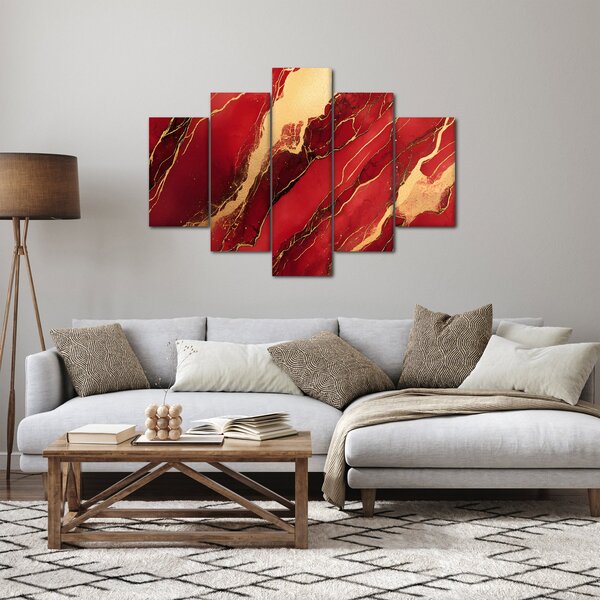 Obraz - Červeno-zlatý mramor (150x105 cm)