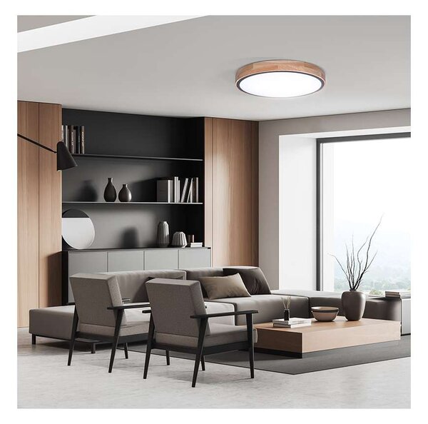 LED stropné svetlo s diaľkovým ovládaním Iron Oak nastaviteľné - priemer 40 cm, hnedá