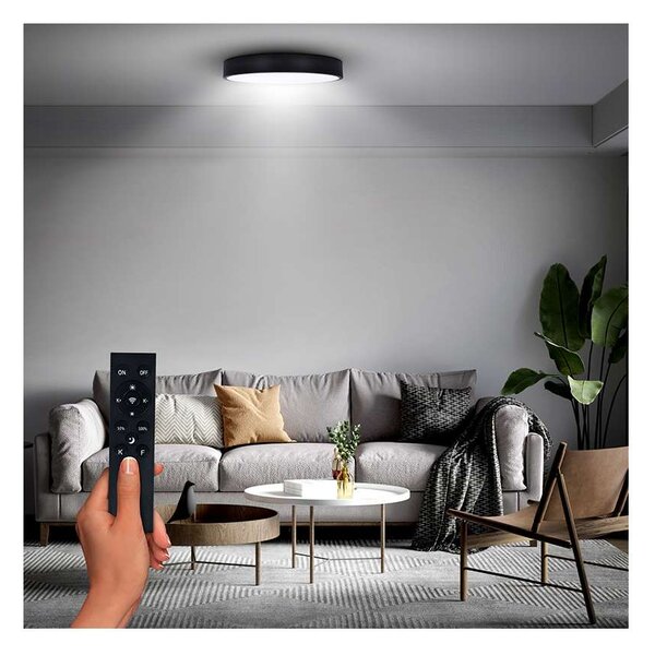 LED stropné svetlo s diaľkovým ovládaním Lecce nastaviteľné, 2300 lm - priemer 30 cm, čierna