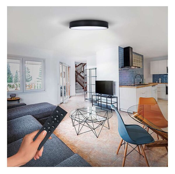 LED stropné svetlo s diaľkovým ovládaním Lecce nastaviteľné, 2300 lm - priemer 30 cm, čierna