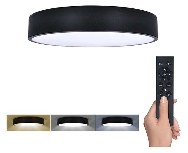 LED stropné svetlo s diaľkovým ovládaním Lecce nastaviteľné, 2300 lm - priemer 30 cm, čierna
