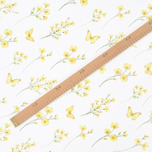 Goldea teflónová látka na obrusy - žltá lúka 160 cm