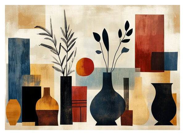 Sklenený obraz - Kubistické vázy (70x50 cm)