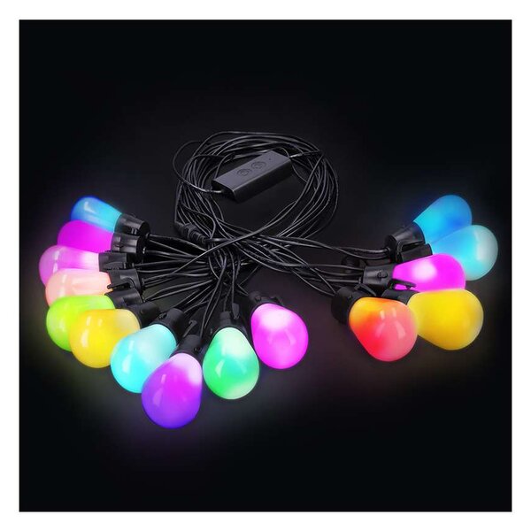 LED vonkajšia RGB svetelná reťaz WO795, 14 + 6 m, viacfarebná