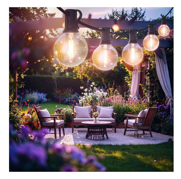 LED vonkajšia svetelná reťaz WO794-2, 5 + 3 m, čierna