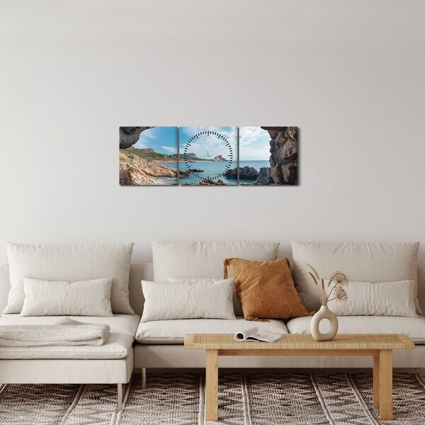 Obraz - Jaskyňa pri mori (s hodinami) (90x30 cm)