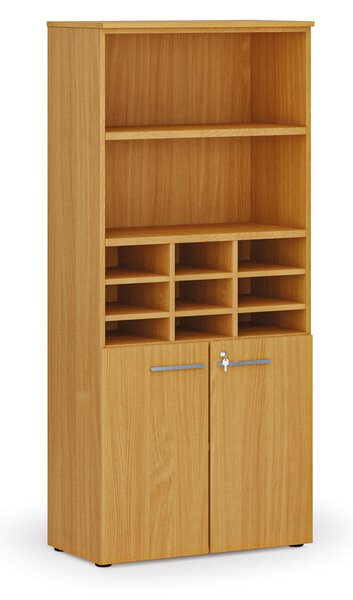 Triediaci regál s dverami PRIMO WOOD, 800 x 420 x 1781 mm, 9 priehradok, buk