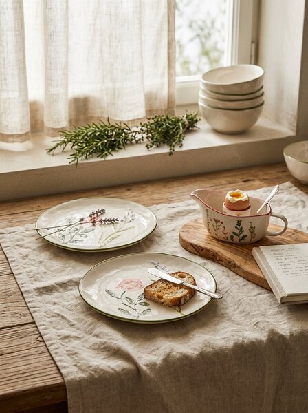 Sinsay - Keramické taniere s kvetinovým motívom, 2 pack - viacfarebná