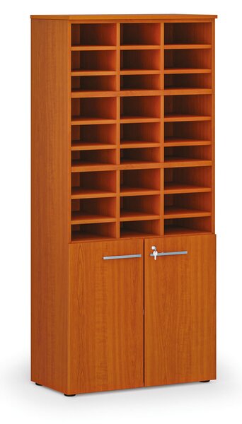 Triediaci regál s dverami PRIMO WOOD, 800 x 420 x 1781 mm, 27 priehradok, čerešňa