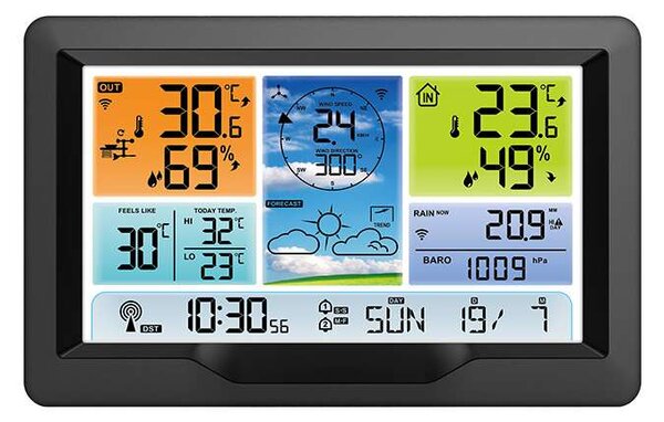 Profesionálna meteostanica TE90, čierna
