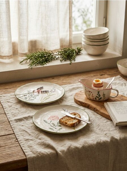 Sinsay - Keramické taniere s kvetinovým motívom, 2 pack - viacfarebná