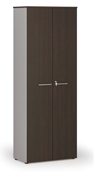 Kancelárska skriňa s dverami PRIMO GRAY, 800 x 420 x 2128 mm, sivá/wenge