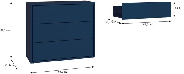KOMODA, tmavomodrá, 95/83/42 cm Carryhome - Online Only spálne, Online Only