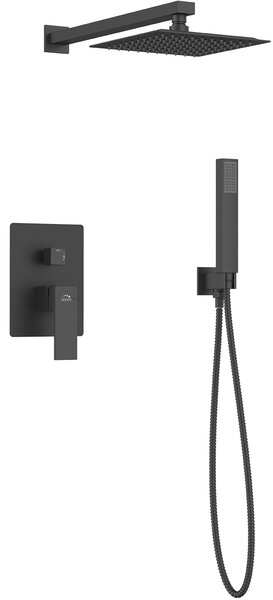 Laveo Sprchový komplet Kvadrato + BOX s podomietkovou batériou - BLQ_702P, čierna matná