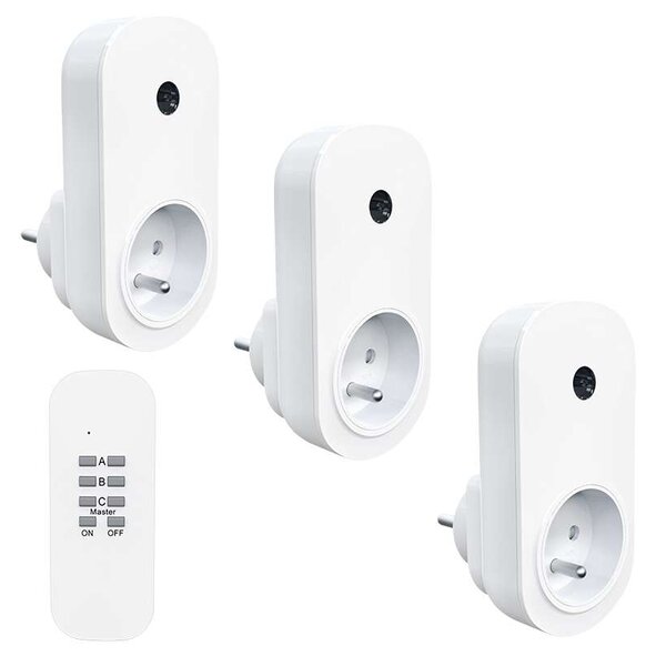 Set DY09 - 3x diaľkovo ovládaná zásuvka + ovládač, biela
