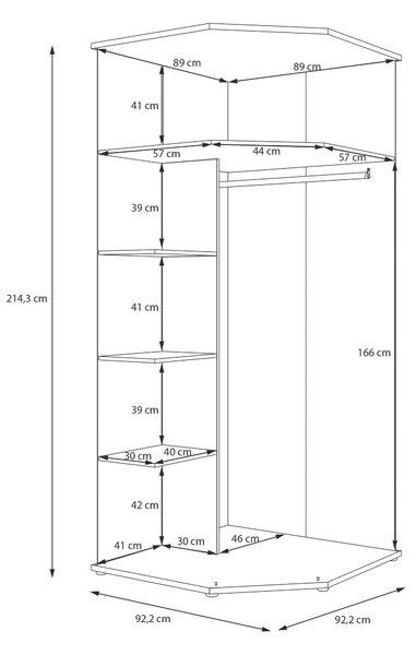 ROHOVÁ ŠATNÍKOVÁ SKRIŇA, biela, 92/214/92 cm Carryhome - Skrine, Online Only
