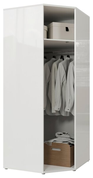 ROHOVÁ ŠATNÍKOVÁ SKRIŇA, biela, biela s vysokým leskom, 92/214/92 cm Carryhome - Skrine, Online Only