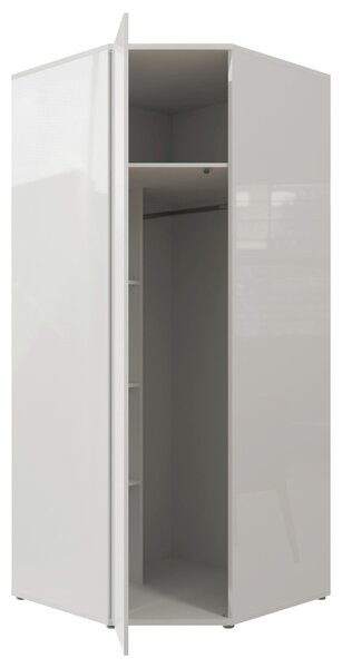ROHOVÁ ŠATNÍKOVÁ SKRIŇA, biela, biela s vysokým leskom, 92/214/92 cm Carryhome - Skrine, Online Only