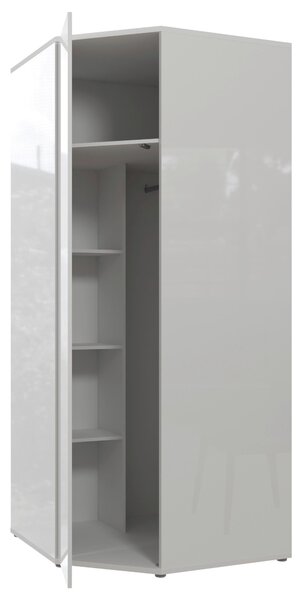 ROHOVÁ ŠATNÍKOVÁ SKRIŇA, biela, biela s vysokým leskom, 92/214/92 cm Carryhome - Skrine, Online Only