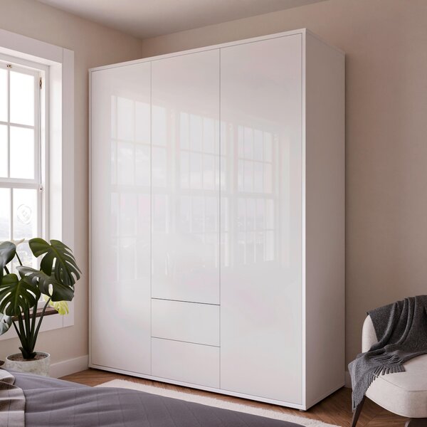 SKRIŇA S OTOČNÝMI DVERAMI, biela, biela s vysokým leskom, 169/214/60 cm Carryhome - Skrine, Online Only