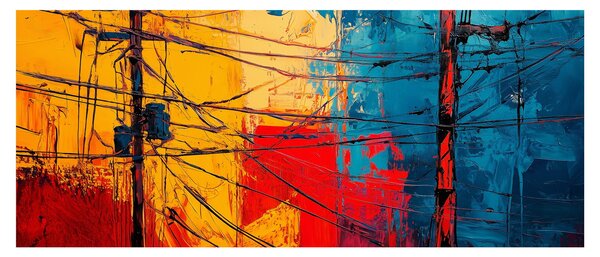 Obraz - Abstraktné elektrické vedenie (120x50 cm)