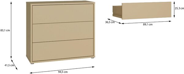 KOMODA, svetložltá, 95/83/42 cm Carryhome - Online Only spálne, Online Only