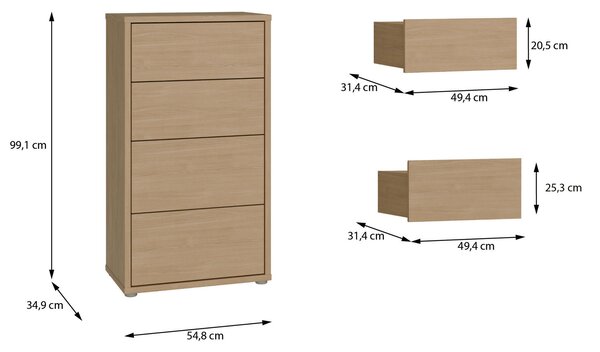 KOMODA, farba duba, 55/99/35 cm Carryhome - Online Only spálne, Online Only
