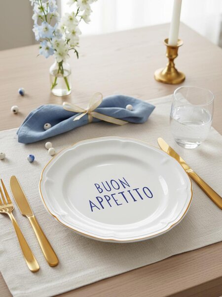 Sinsay - Keramický tanier s nápisom Buon Appetito - žltá