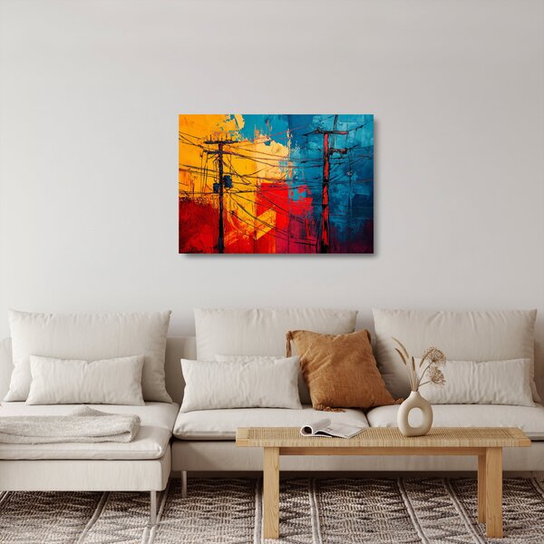 Sklenený obraz - Abstraktné elektrické vedenie (70x50 cm)