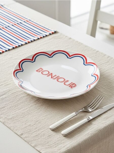 Sinsay - Keramický tanier s nápisom Bonjour - viacfarebná