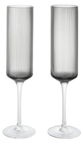Ferm Living Poháre na šampanské Ripple Flutes set 2 ks, smoked grey